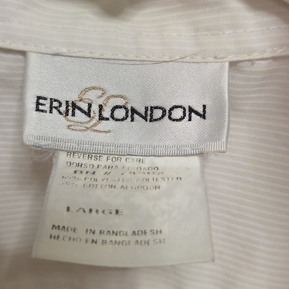 Vintage 90s Erin London button down blouse shirt top white floral large casual - Picture 6 of 10